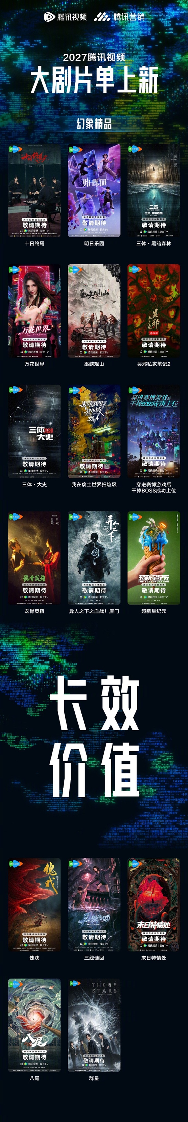 腾讯视频2027片单出炉:《三体:黑暗森林》《庆余年3》在列