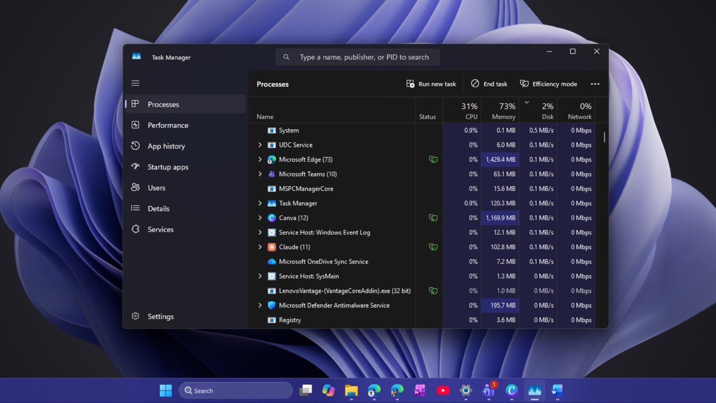 Task Manager and taskbar can freeze when a task maxes out the CPU