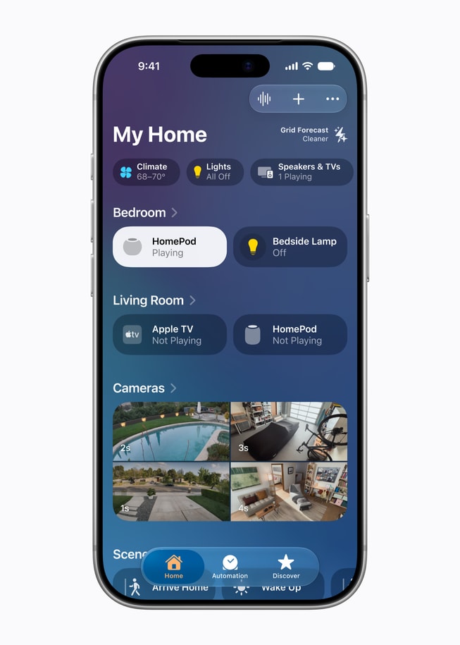 iPhone 18 Pro 上显示家庭 app 界面。