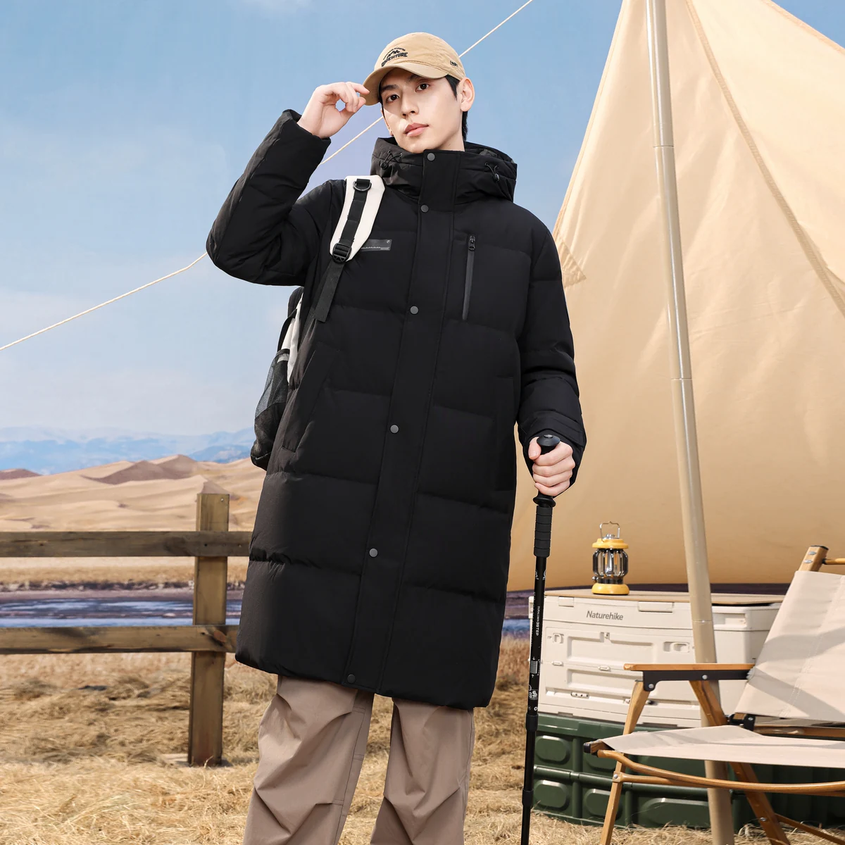 雪中飞2026冬新款男女保暖连帽长款羽绒服简约时尚加厚外套百搭